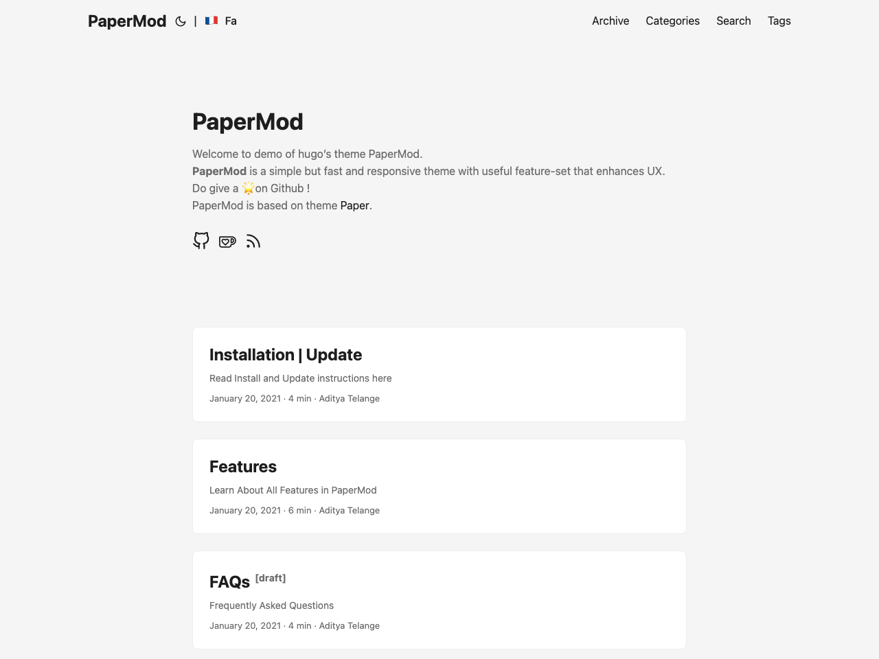 PaperMod screenshot