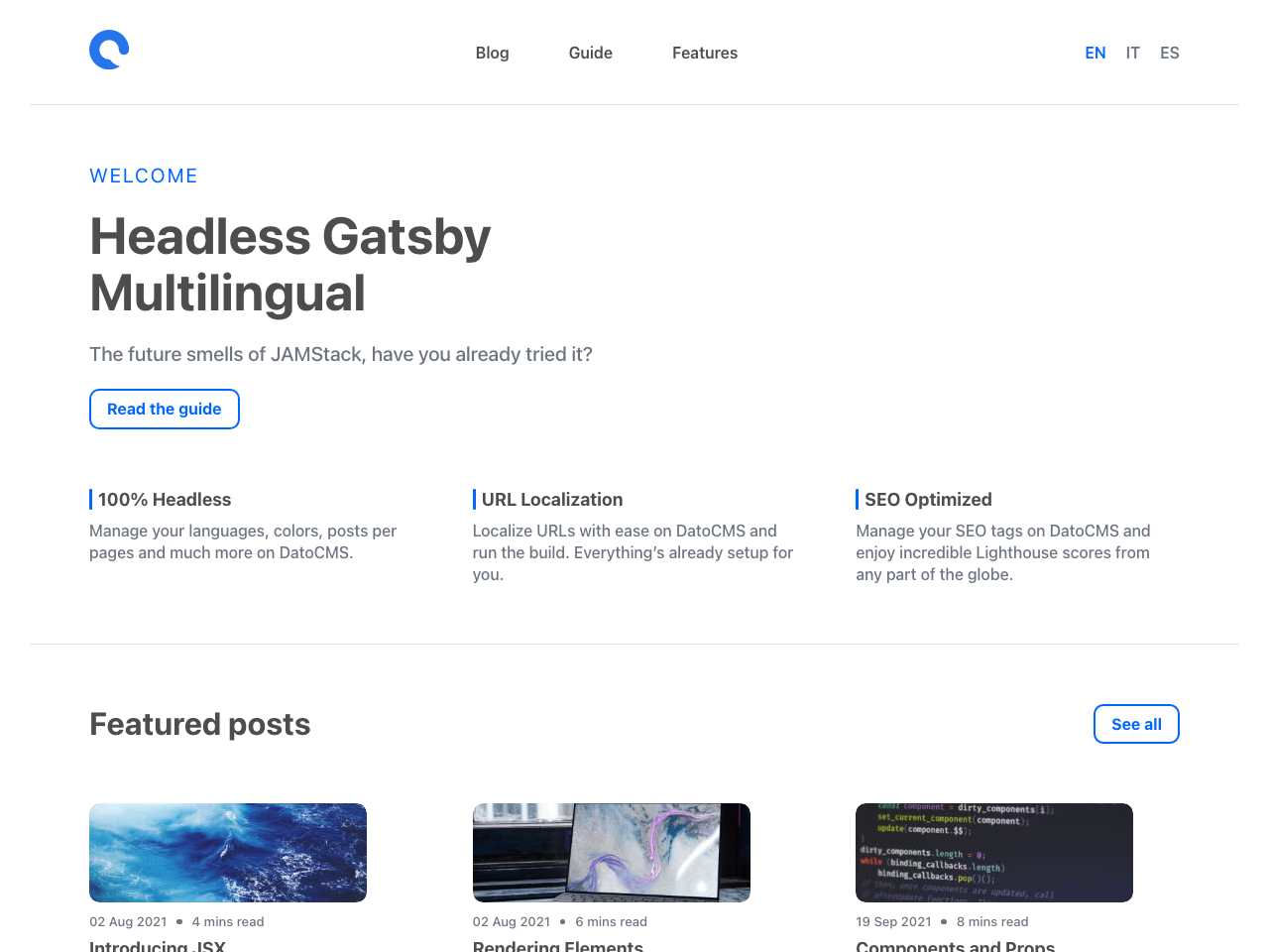 Gatsby Headless Multilingual screenshot